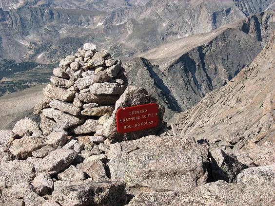 Top of the Home Stretch cairn - Longs Peak
